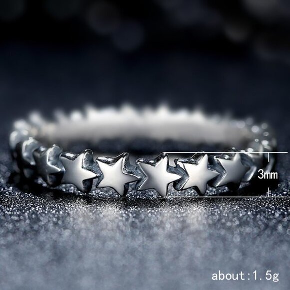 🍁 Star Connected Cute Sweet Silver Star Ring for Women, VIP133 - Picture 3 of 4